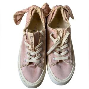 Zara Girls Pink Sneakers with Bow on Heel Size 35